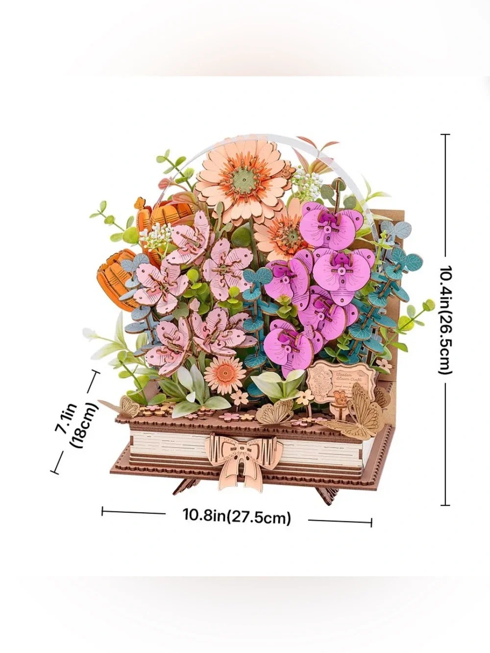 Rowood Wooden Blooming Book DIY Flower Bouquet 3D 552 Piece Puzzle TW04H New